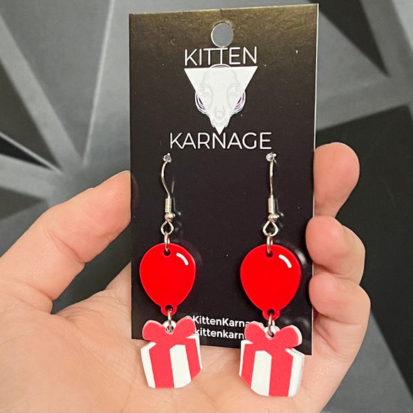 Red Balloon Present AC Crossing Animal Earrings