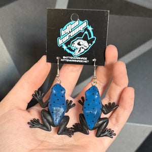 3D Dendrobates Azureus Frog Reptile Amphibian Earrings