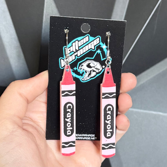 Red Crayola Crayon Drawing Teacher Art Earrings