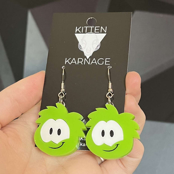 Green Puffle Club Penguin Game Earrings