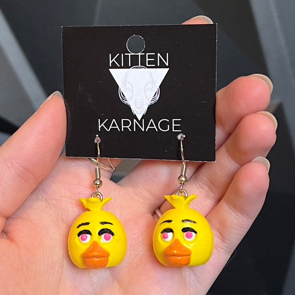 3D Printed FNAF Chica the Chicken Five Nights at Freddy’s Earrings