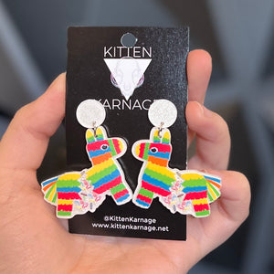 Rainbow Pinata Donkey Stud Earrings