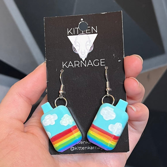 3D Printed Miniature Rainbow Elf Bar Vape Earrings