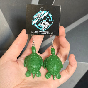 3D Green Sea Turtle Reptile Amphibian Earrings