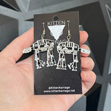 Silver Mirror Star Wars AT AT Earrings