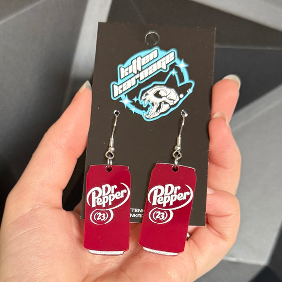 Dr Pepper Soda Foodie Caffeine Earrings