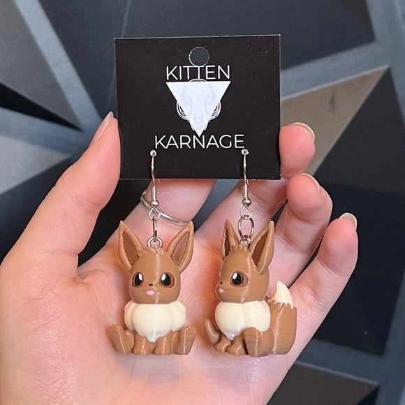 Eevee 3D Printed Poke Monster Earrings