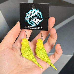 3D Parakeet Bird Pet Earrings