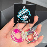 Color Shifting Floral Hoop Earrings