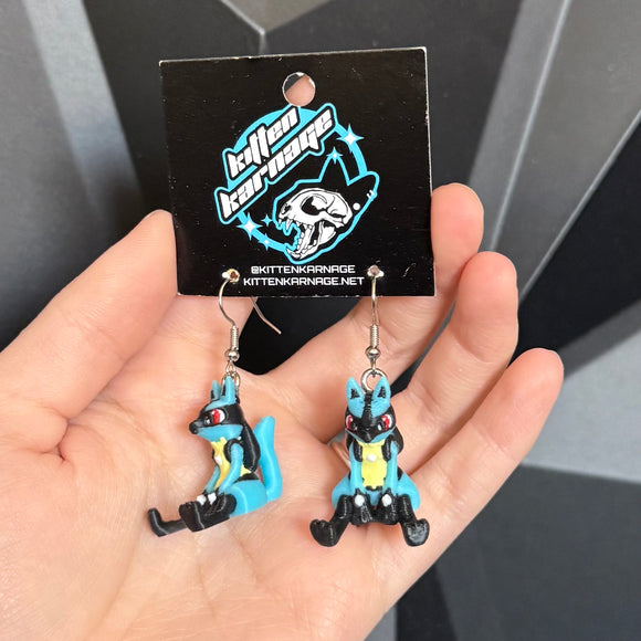 Lucario 3D Printed Nintendo Pokemon Earrings