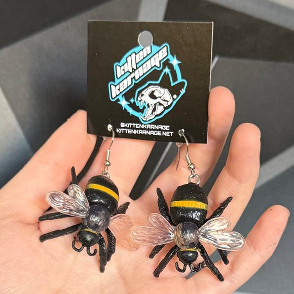 3D Bumble Bee Bug Insect Entomology Earrings