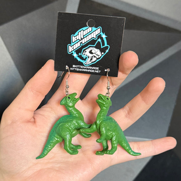 3D Parasaurolophus Baby Dinosaur Earrings