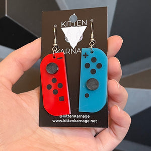 Red and Blue Mismatched Nintendo Switch Joycon Controller Earrings