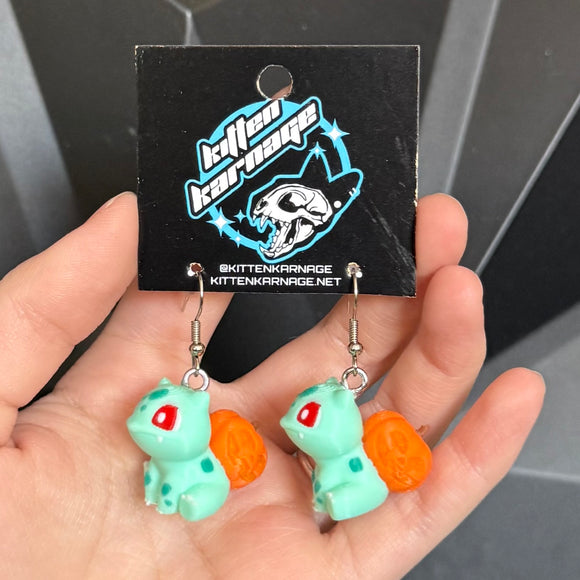 Pumpkin Bulbasaur 3D Printed Nintendo Pokemon Earrings