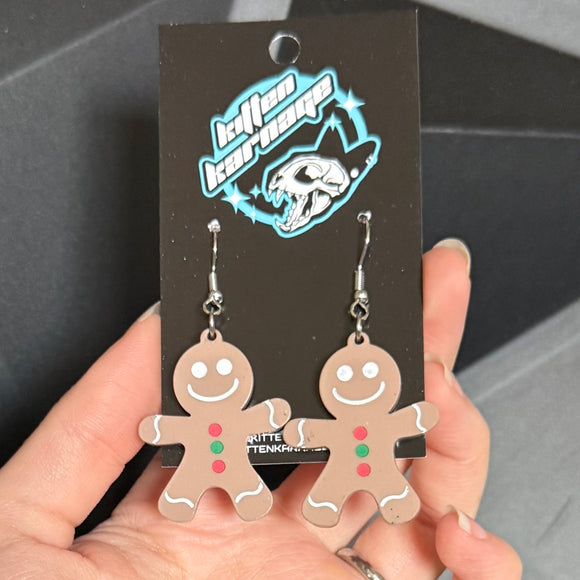Gingerbread Man Christmas Earrings