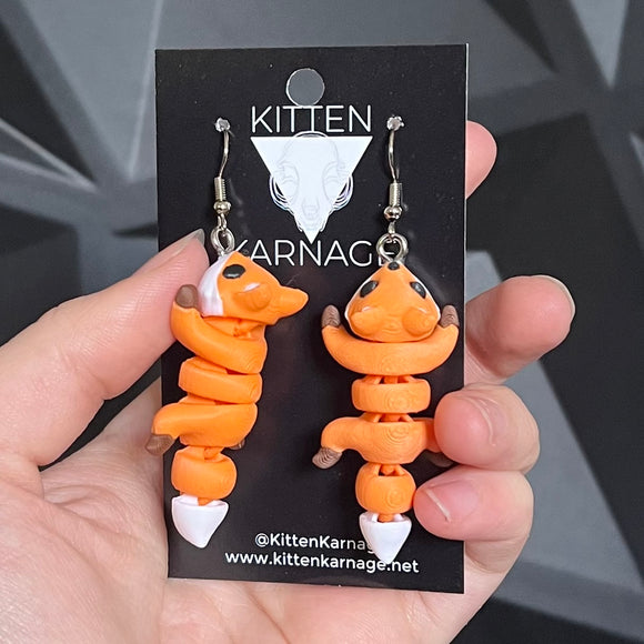 Jointed 3D Printed Fox Earrings