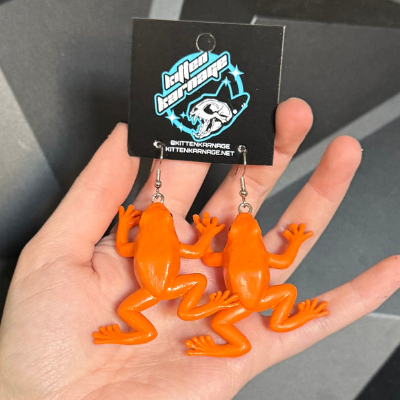 3D Golden Mantella Frog Reptile Amphibian Earrings