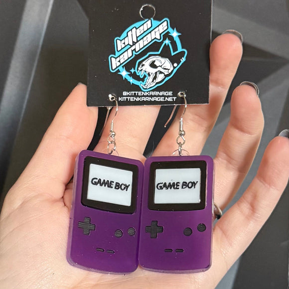 Purple Game Boy Controller Console Earrings