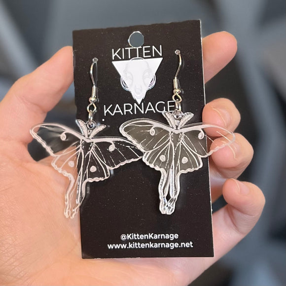 Clear Luna Moth Earrings