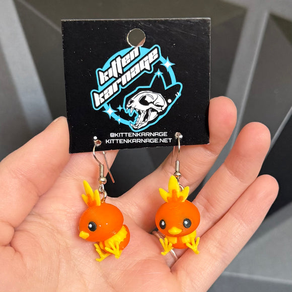 Torchic 3D Printed Nintendo Pokemon Earrings