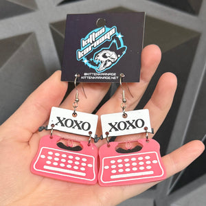 XOXO Pink Typewriter Earrings