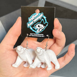 3D Polar Bear Baby Zoo Animal Earrings