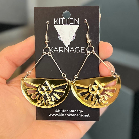 Gold Hylian Crest Link Zelda LoZ Earrings