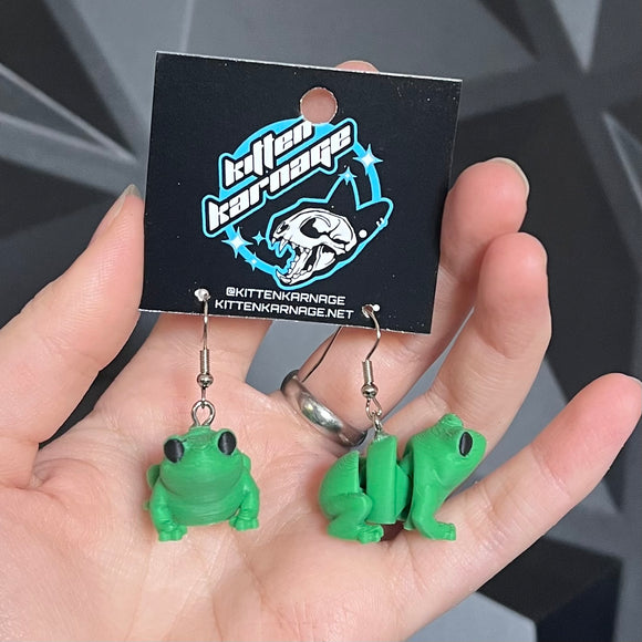 Jointed 3D Printed Frog Earrings