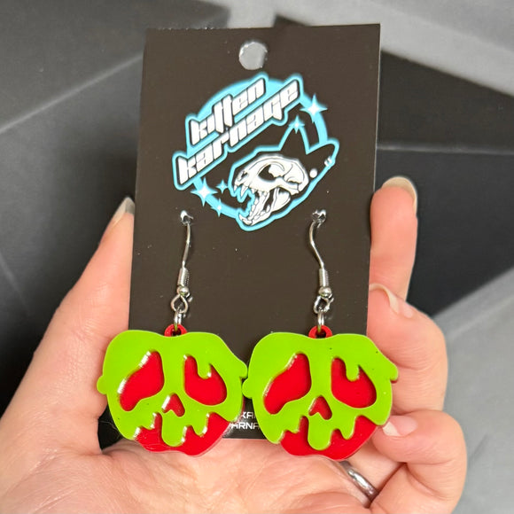 Green and Red Poison Apple Earrings