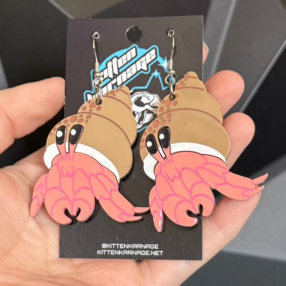 Pink Hermit Crab Earrings