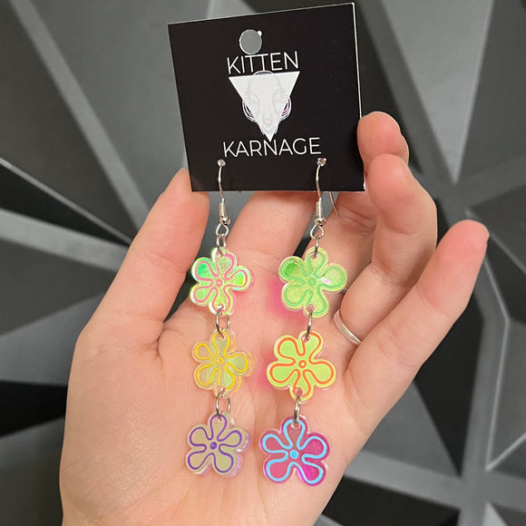 Spongebob Color Shifting Cloud Flowers Chain Earrings