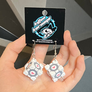 3D Portal Companion Cube Earrings