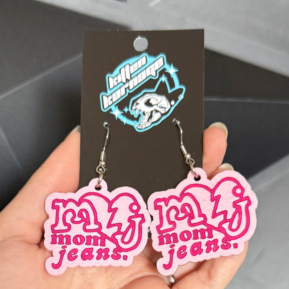 Pink Mom Jeans Band Emo Music Earrings