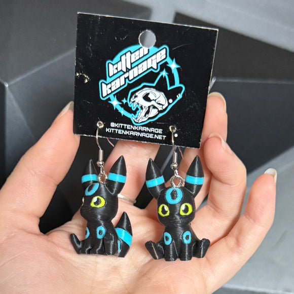 Shiny Umbreon 3D Printed Poke Monster Earrings
