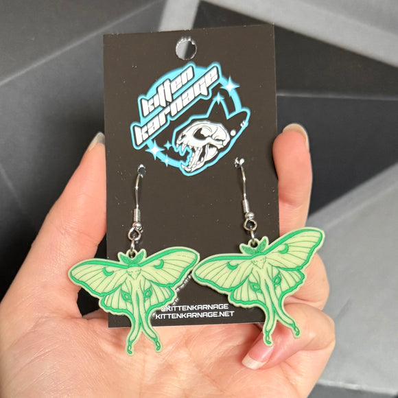 Green Luna Moth Earrings