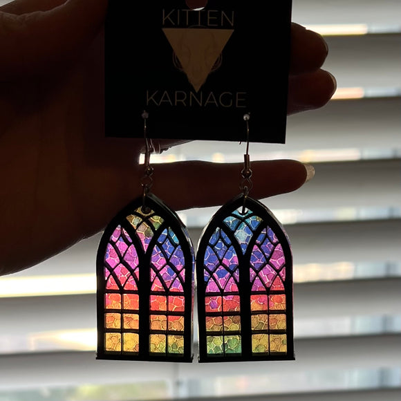 Gothic Stained Glass Cathedral Window Earrings