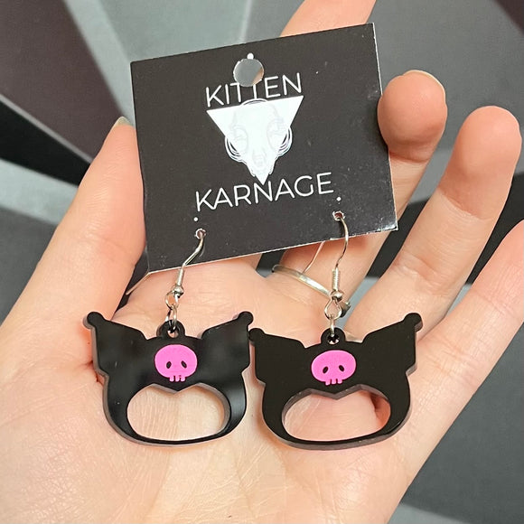 Acrylic Kuromi Hat Sanrio Earrings