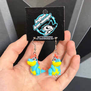 Croconaw 3D Printed Nintendo Pokemon Earrings