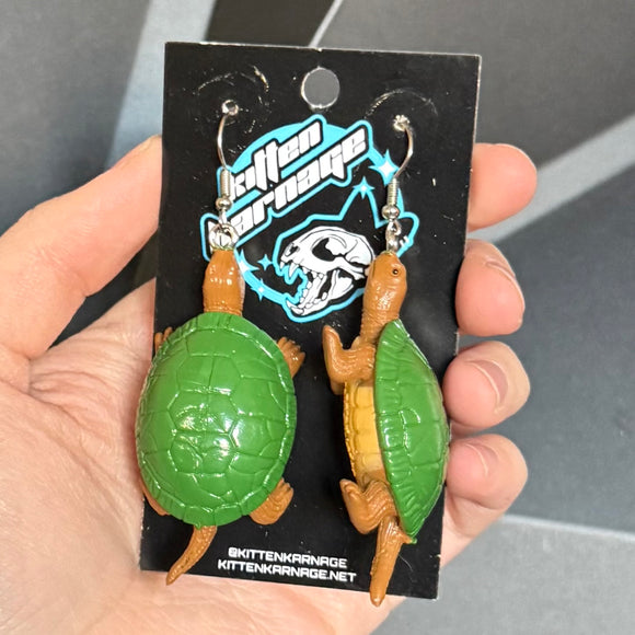 3D Painted Turtle Earrings