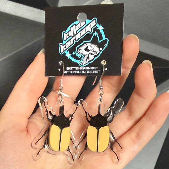 Hercules Beetle Stag Insect Bug Entomology Science Earrings