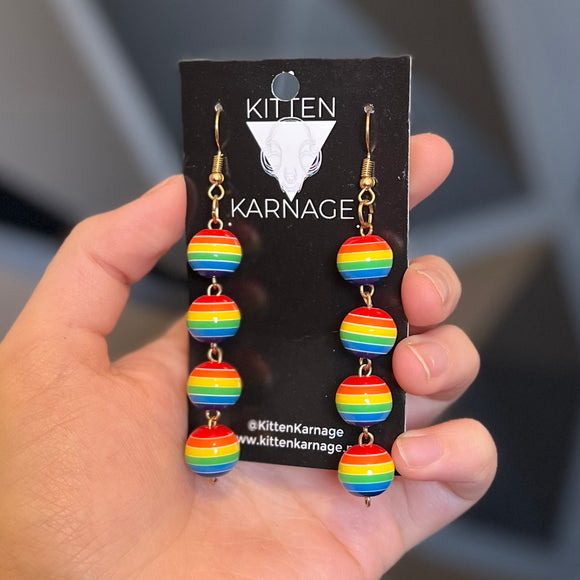 Dangly Hanging Rainbow Chain Earrings