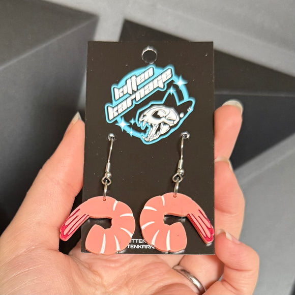 Shrimp Food Snack Foodie Posture Earrings