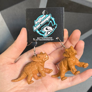 3D Triceratops Baby Dinosaur Earrings