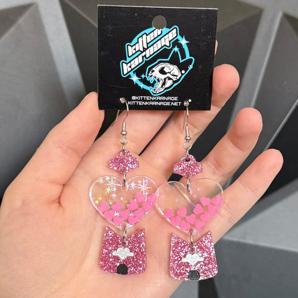 Sparkly Heart Gumball Machine Earrings