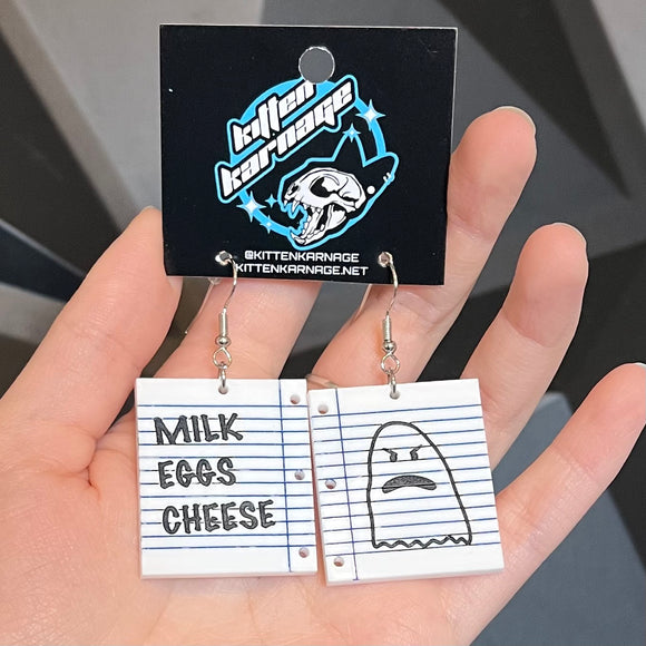 Spongebob Haunted Shopping List Earrings