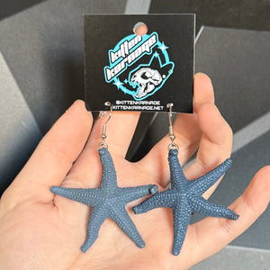 3D Starfish Blue Gray Marine Biology Earrings