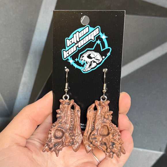 3D Dracosaurus Dinosaur Skull Earrings