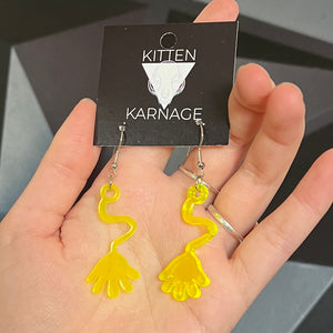 Acrylic Yellow Sticky Hand Earrings