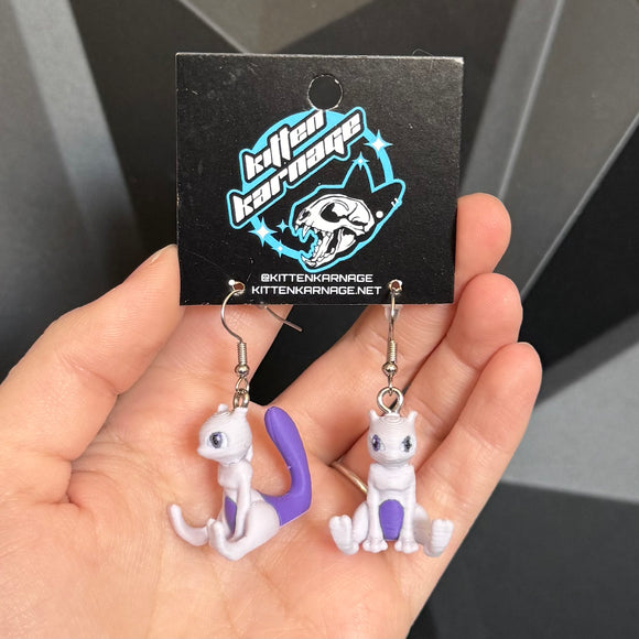 Mewtwo 3D Printed Nintendo Pokemon Earrings