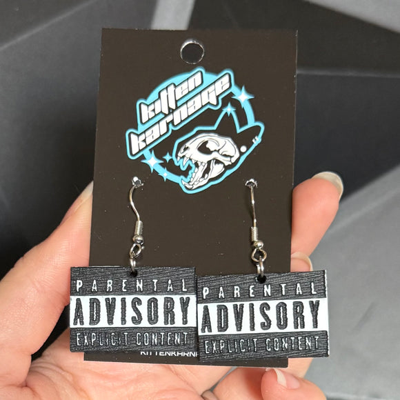 Parental Advisory Explicit Content Music Earrings